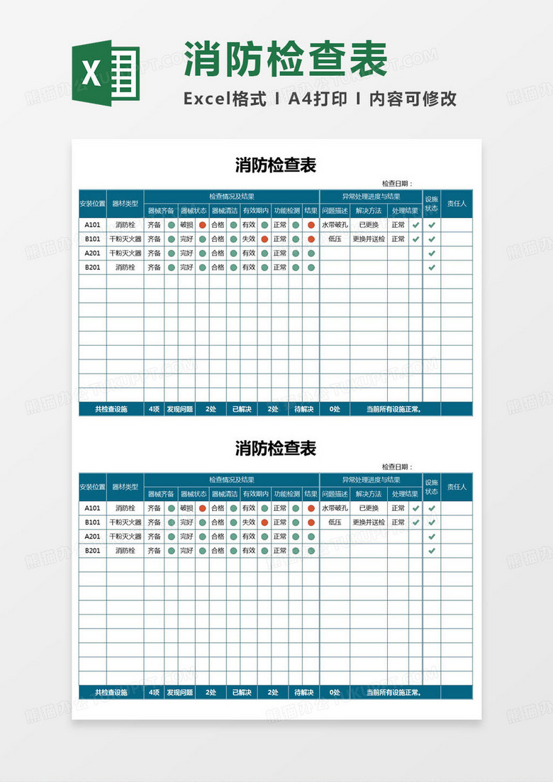 消防主机运行检查表