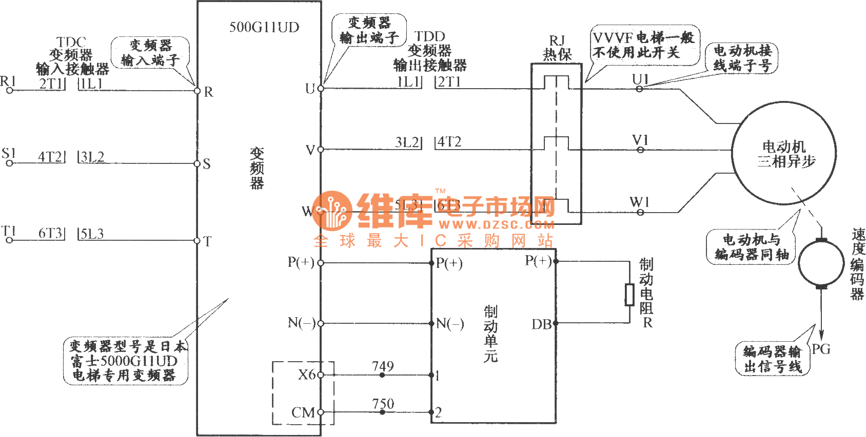 曰力电梯主机接线图