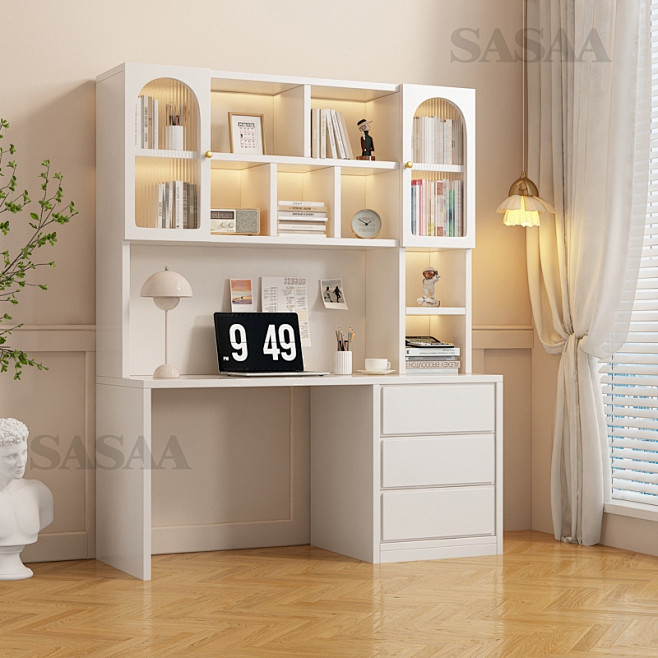 可放主机有柜子的书桌